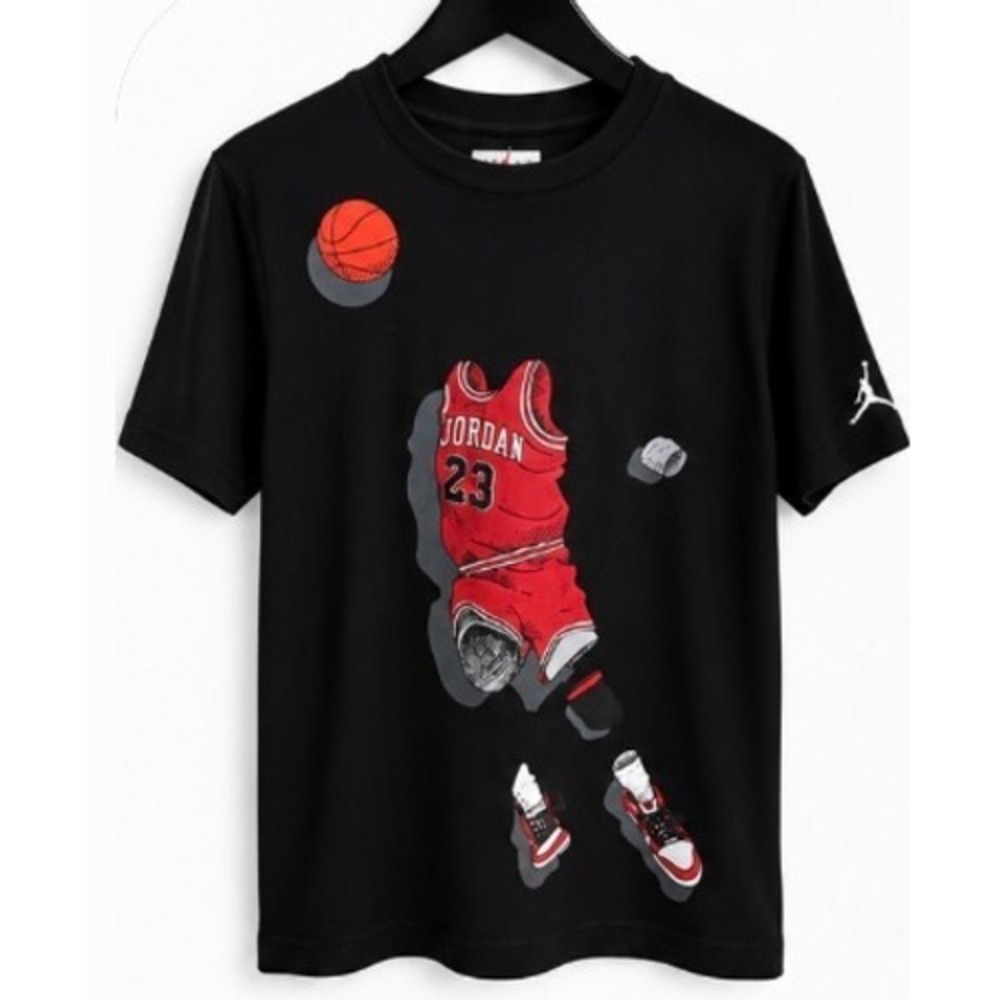 Jordan Kids Black Invisible Player Graphic T-Shirt Red Jersey 23 Large 12-13Y